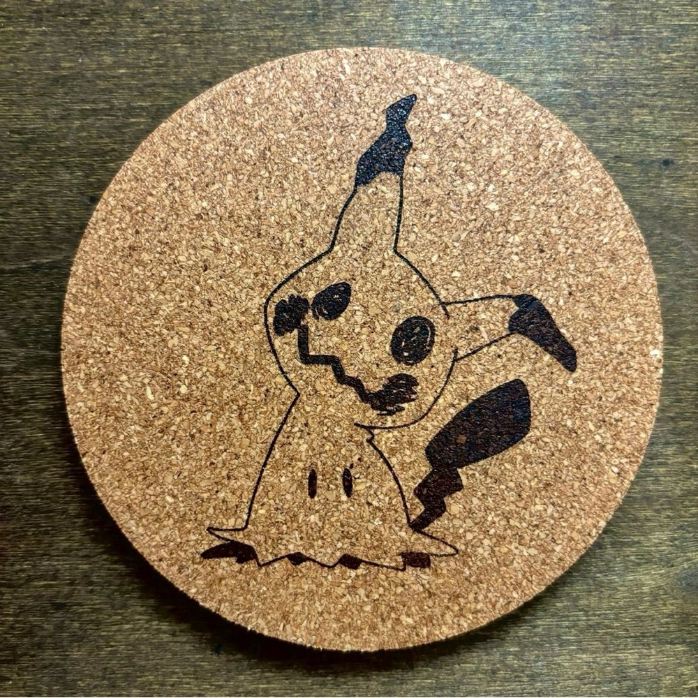 Pokemon Mimikyu Laser Engraved Cork Coaster